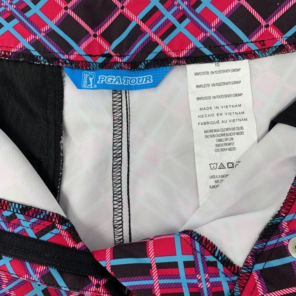 PGA Tour Pink and Black Plaid Bermuda Women's Golf‎ Shorts Size 10 - Picture 8 of 8